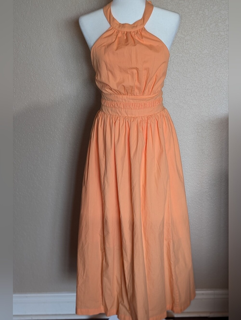 Tie-Back Halter Maxi Dress in Peach - Picture 2 of 5
